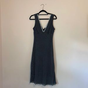 Vintage Charlotte Russe lined black and white polka dot dress with lace trim